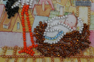 Postcards Bead Embroidery Kit Postcard bead embroidery kits Stork gift