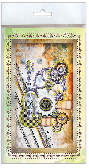 Postcards Bead Embroidery Kit Postcard-envelope for microbead embroidery Guitar
