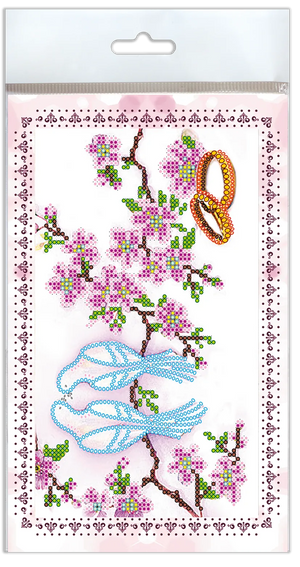 Postcards Bead Embroidery Kit Postcard-envelope for microbead embroidery Wedding birds