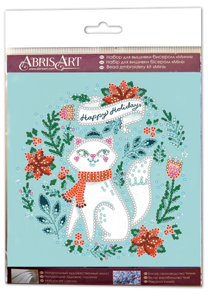 Bead Embroidery Kit Mini Bead embroidery kit Kitty in a scarf