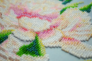 Bead Embroidery Kit Main Bead Embroidery Kit White peonies
