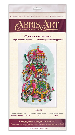 Bead Embroidery Kit Main Bead Embroidery Kit Three elephants for happiness