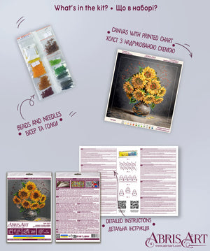 Bead Embroidery Kit Mini Bead embroidery kit Homely sunflowers
