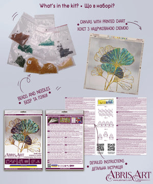 Bead Embroidery Kit Mid-sized bead embroidery kit Emerald leaves