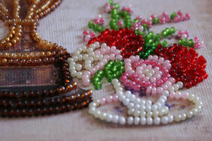 Bead Embroidery Kit Mini Bead embroidery kit Still lafe with a clock