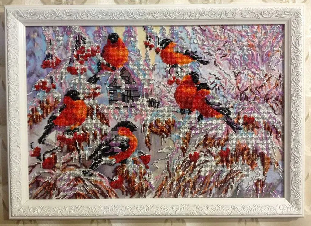 Bead Embroidery Kit Main Bead Embroidery Kit Bullfinches