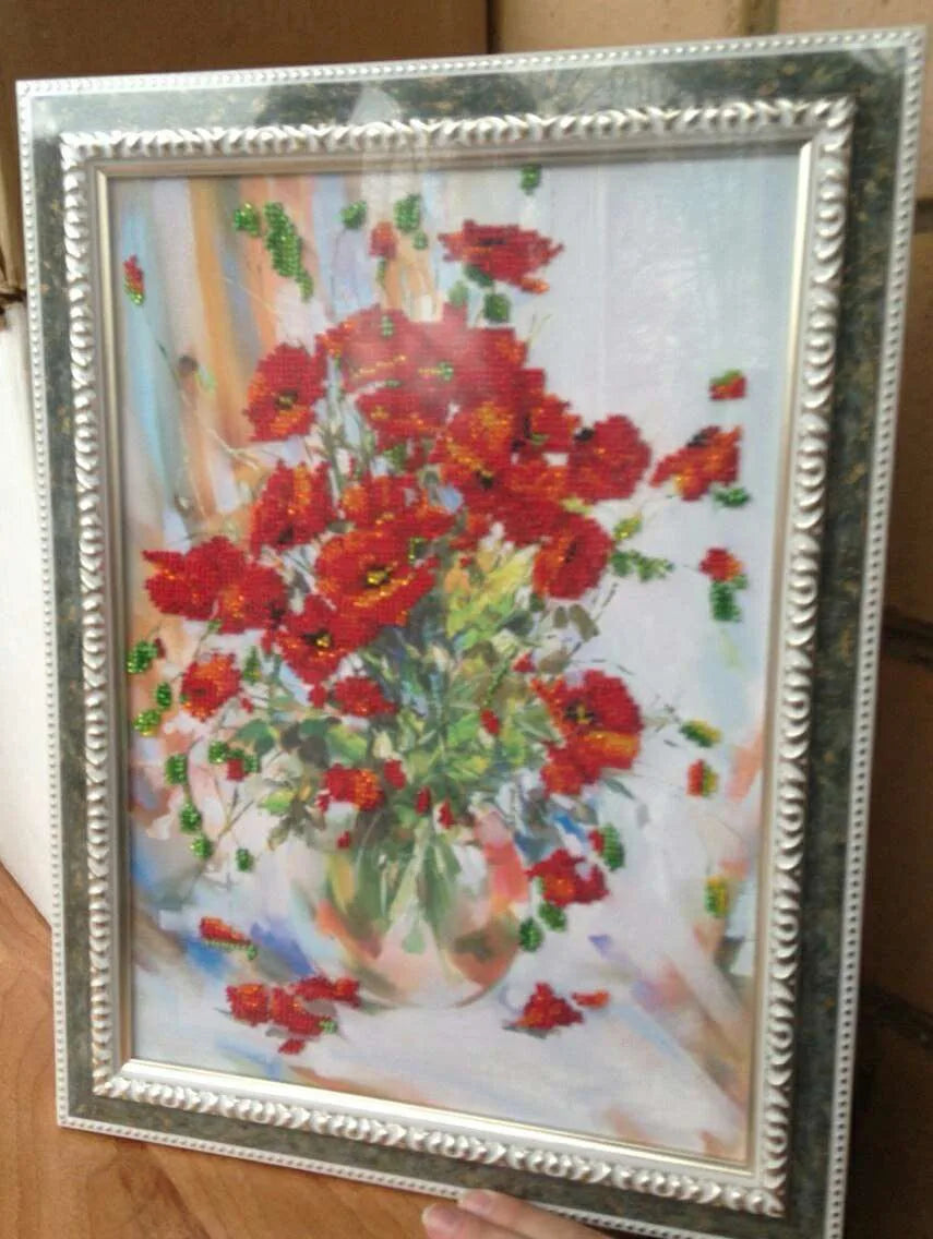 Bead Embroidery Kit Main Bead Embroidery Kit Poppies