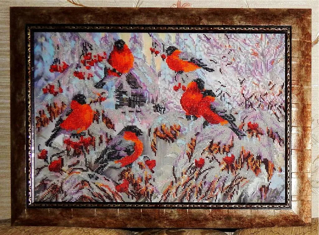 Bead Embroidery Kit Main Bead Embroidery Kit Bullfinches