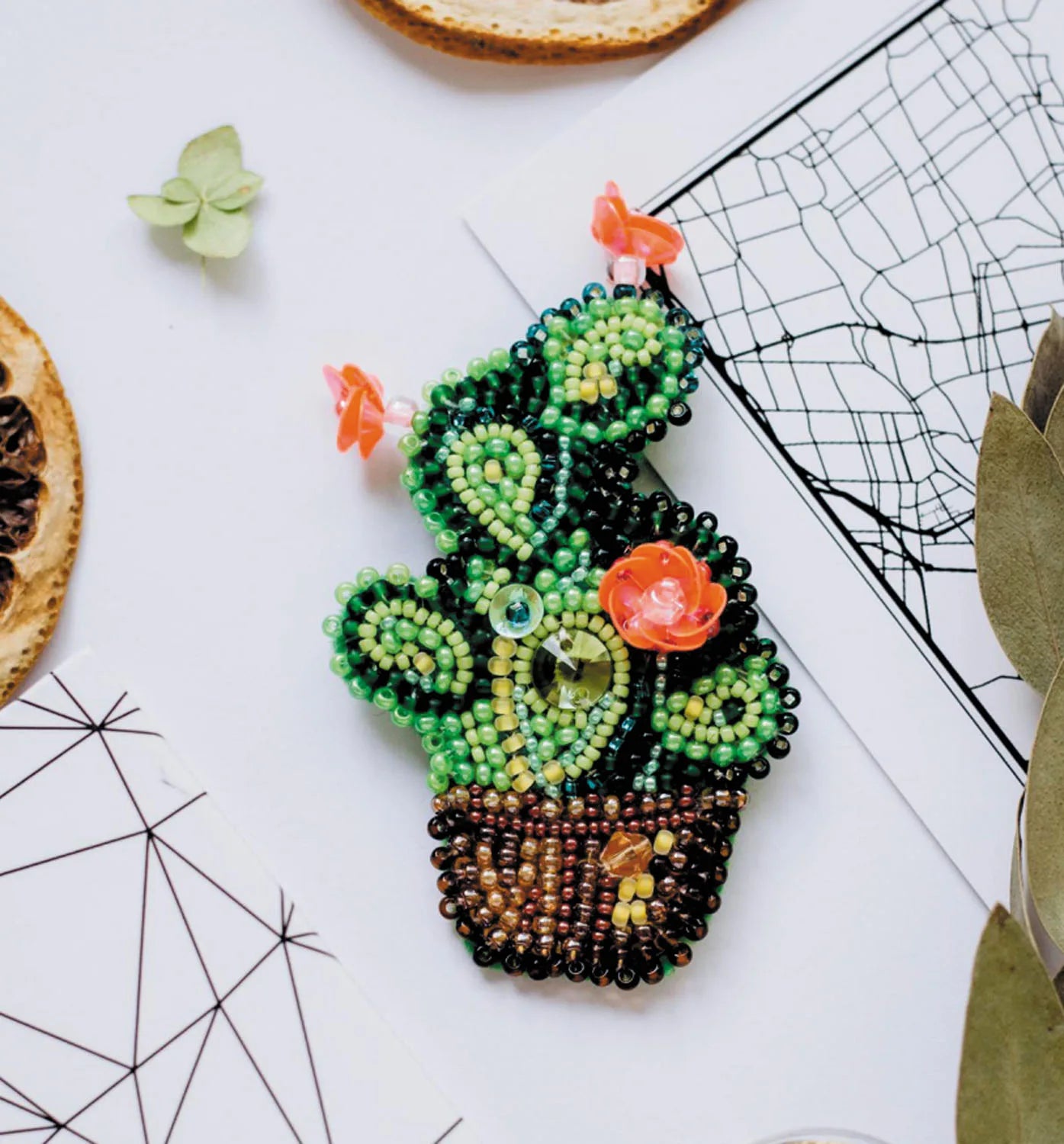 Brooch Embroidery Kit Decoration Cactus