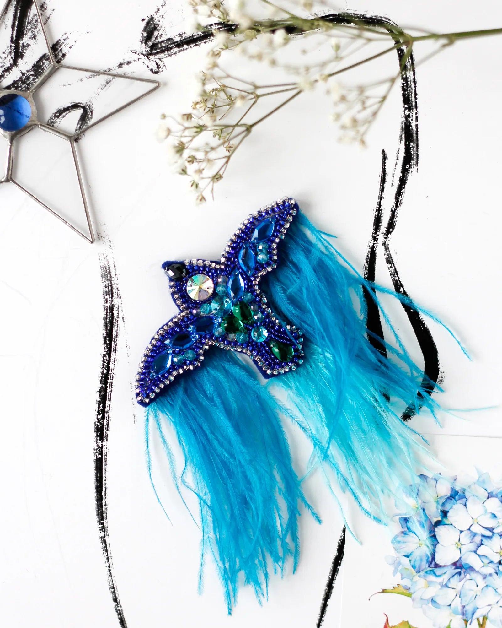 Brooch Embroidery Kit Decoration Blue bird