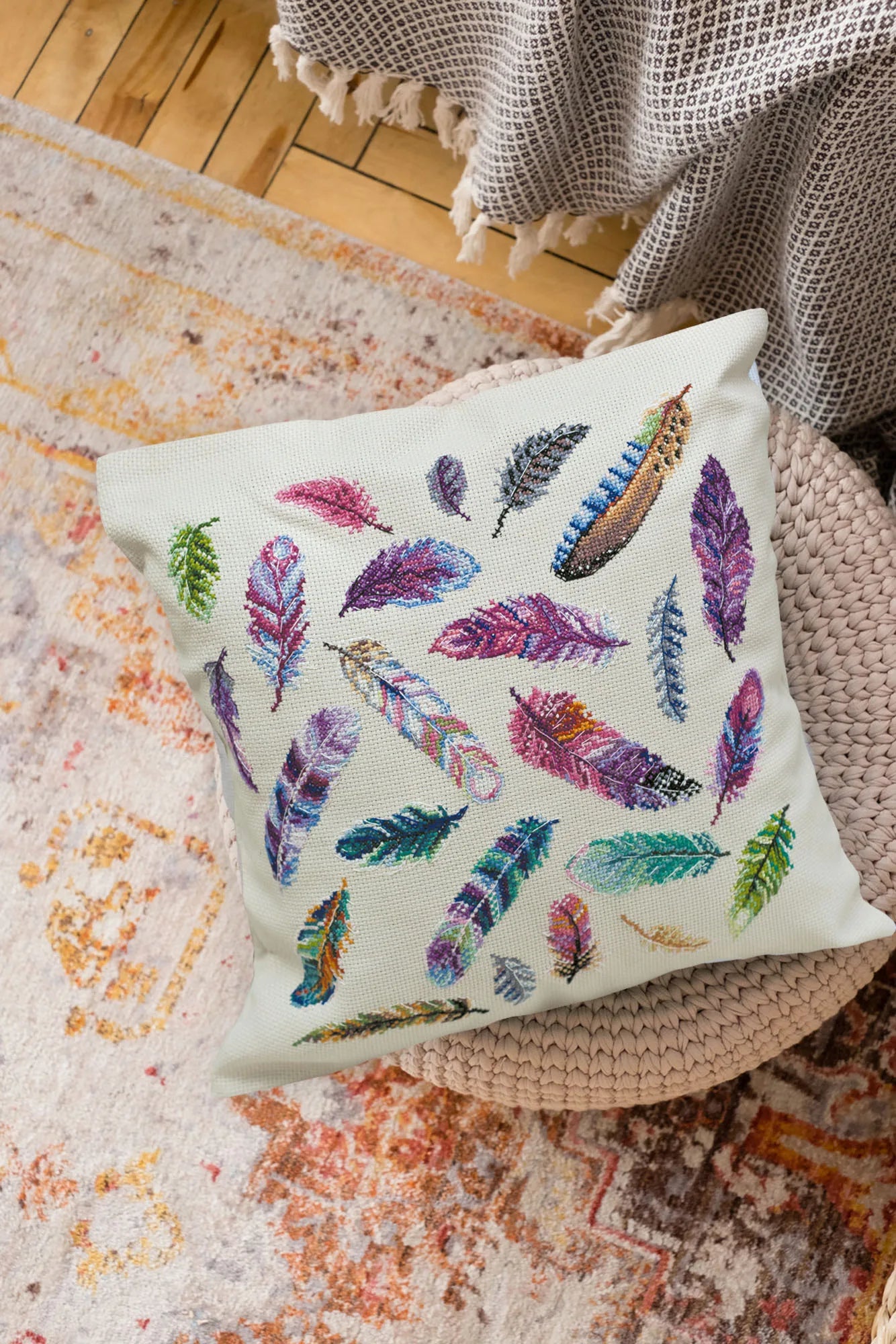 Cross Stitch Kit For Cushion Cross-stitch kits Feathers