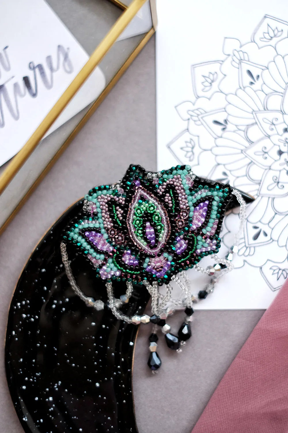 Brooch Embroidery Kit Decoration Lotus