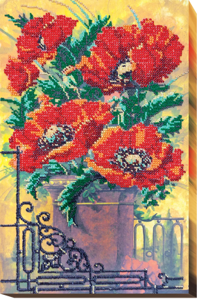 Bead Embroidery Kit Micro Beads Embroidery Kit Vintage poppies