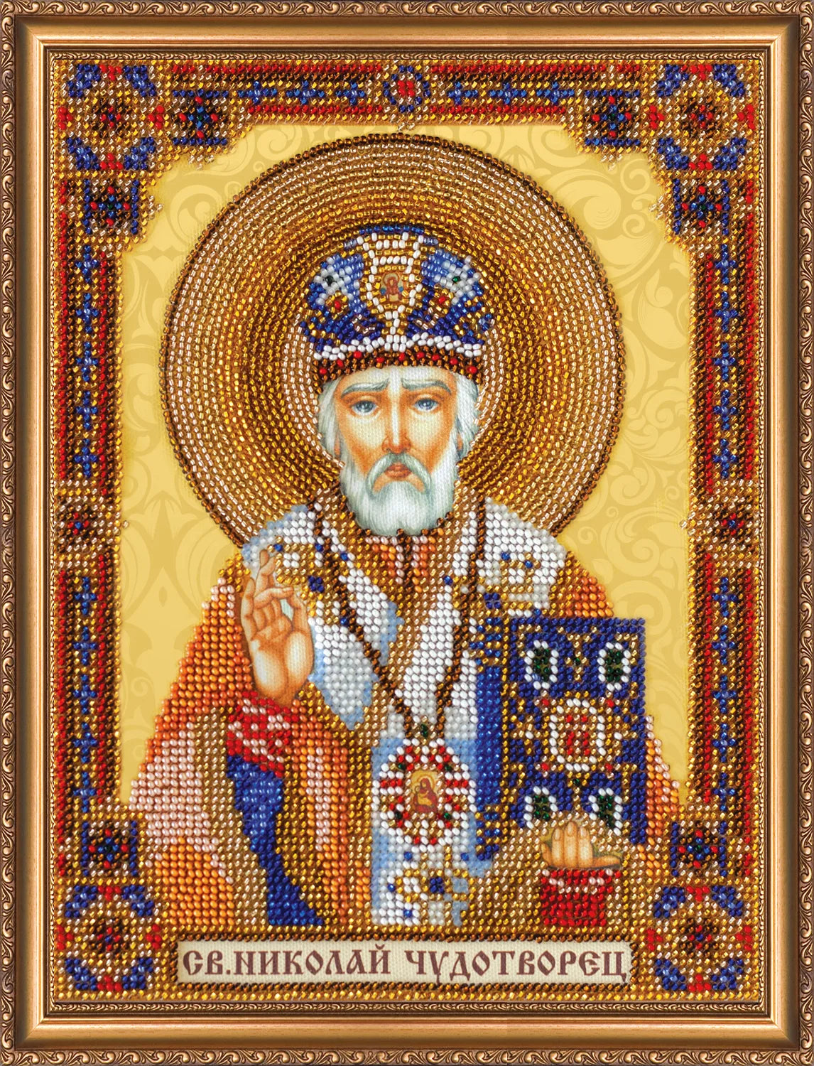 Bead Embroidery Kit Main Bead Embroidery Kit Home iconostasis «Nicholas the Wonderworker»