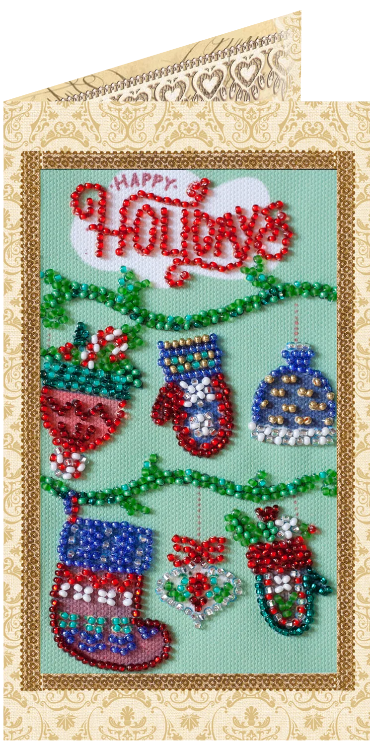 Postcards Bead Embroidery Kit Keychain cross-stitch kit Happy New Year