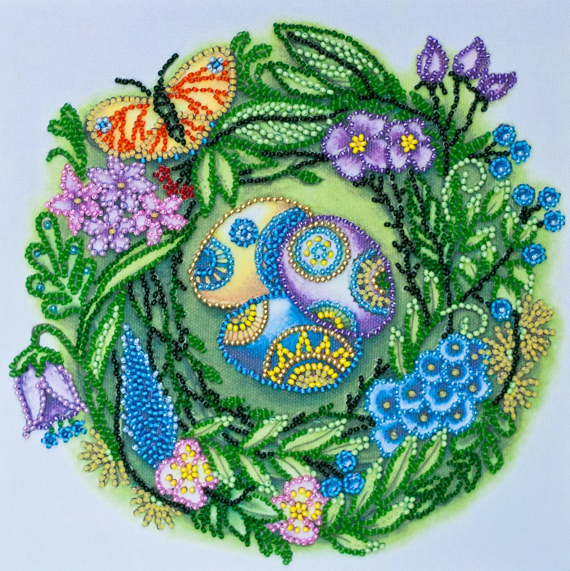 Bead Embroidery Kit Mid-sized bead embroidery kit Easter wreath