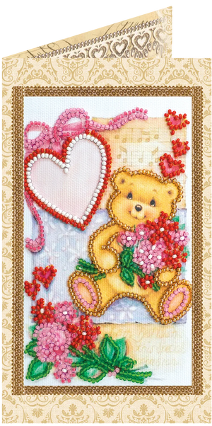 Postcards Bead Embroidery Kit Postcard Bead embroidery kit Teddy bear