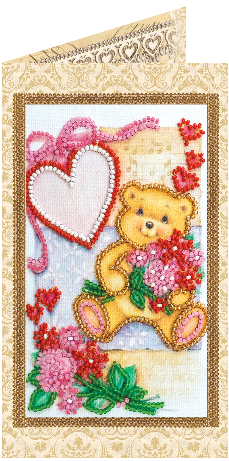 Postcards Bead Embroidery Kit Postcard Bead embroidery kit Teddy bear