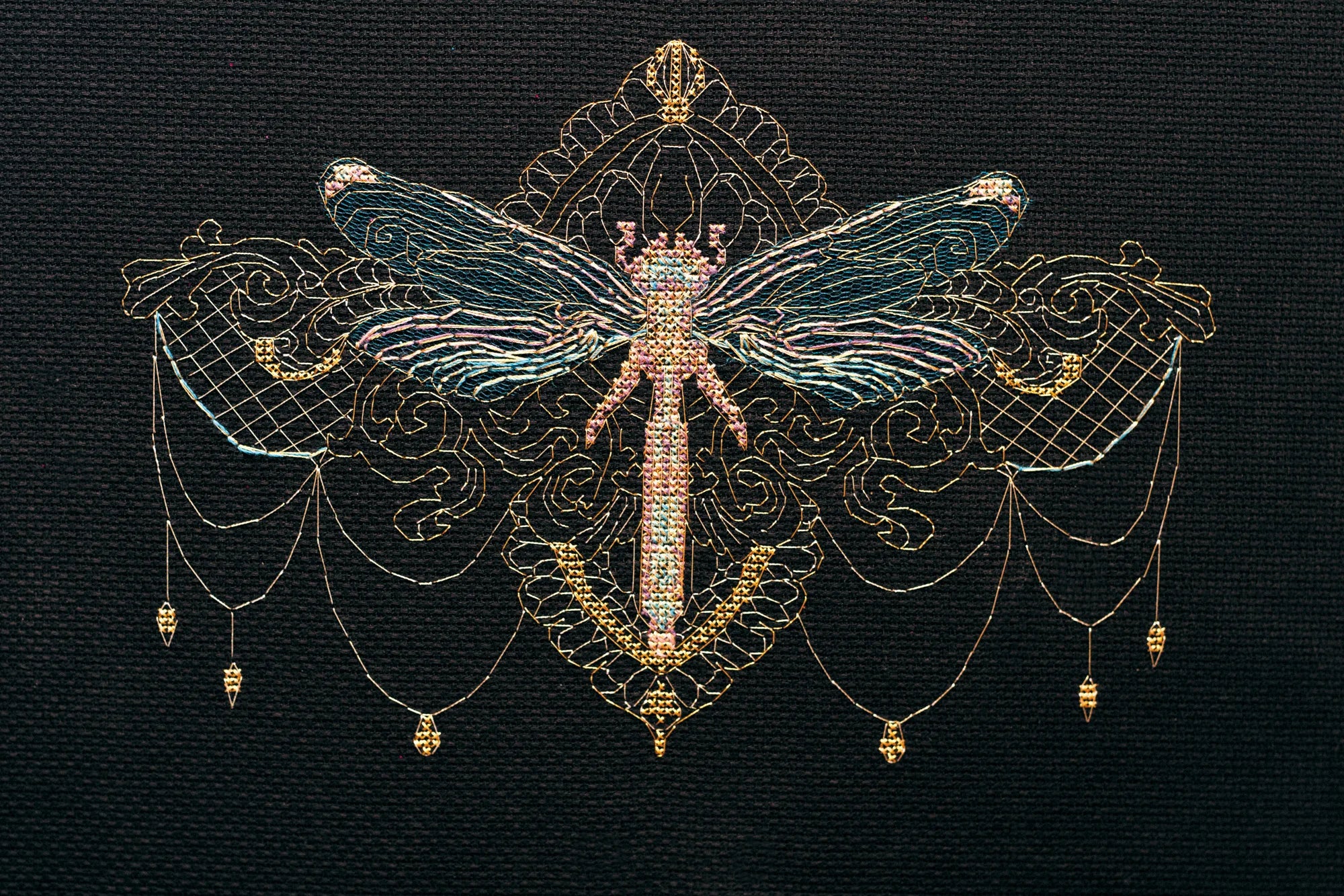 Cross Stitch Kit Cross-stitch kits Golden dragonfly