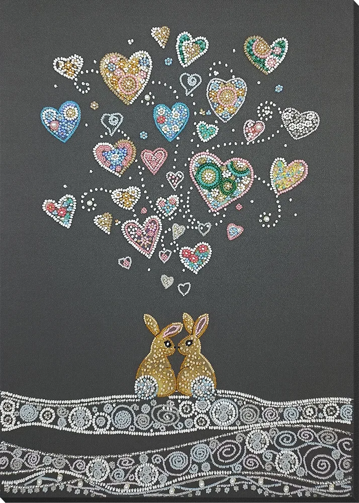 Bead Embroidery Kit Main Bead Embroidery Kit Rabbits in love