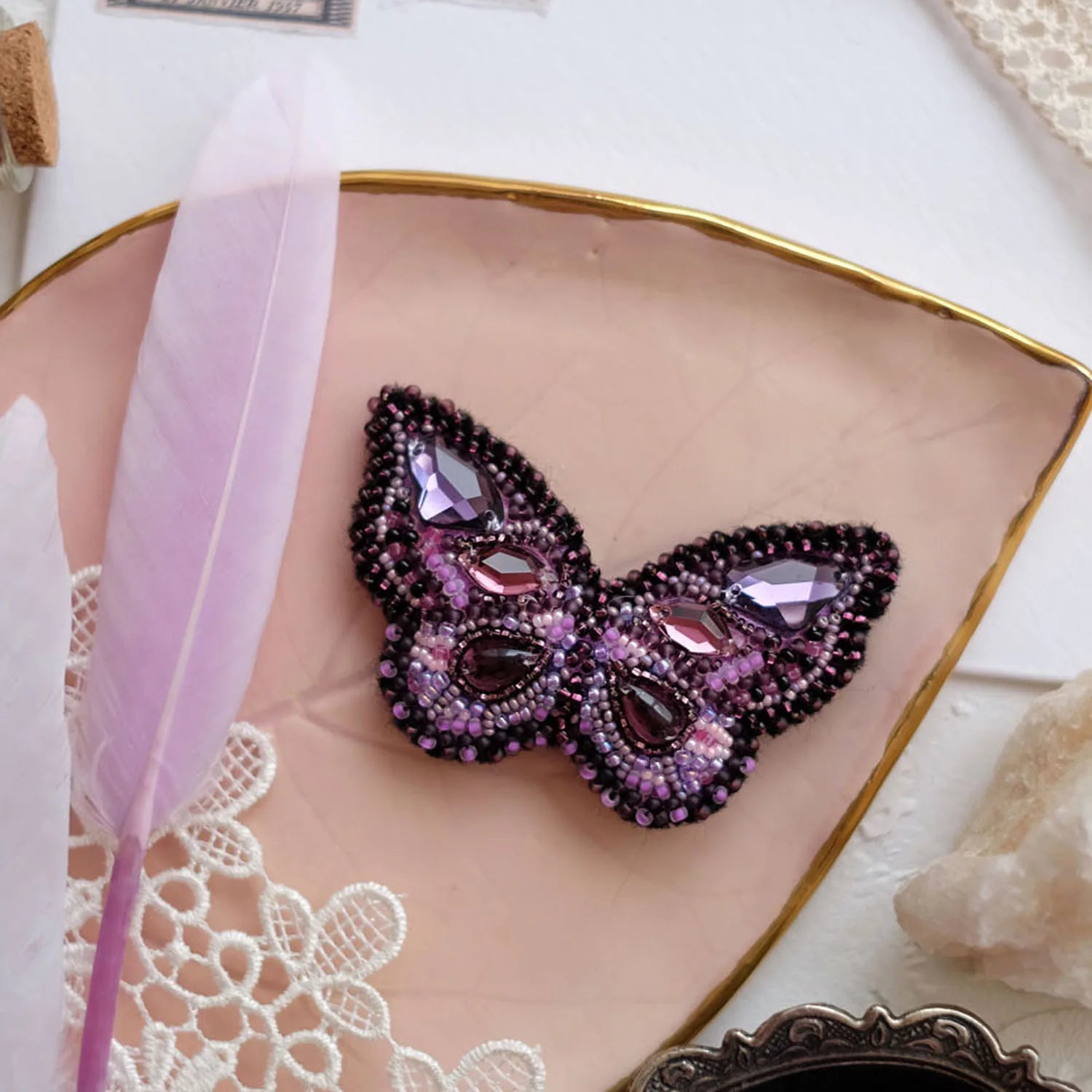 Brooch Embroidery Kit Decoration Purple wave