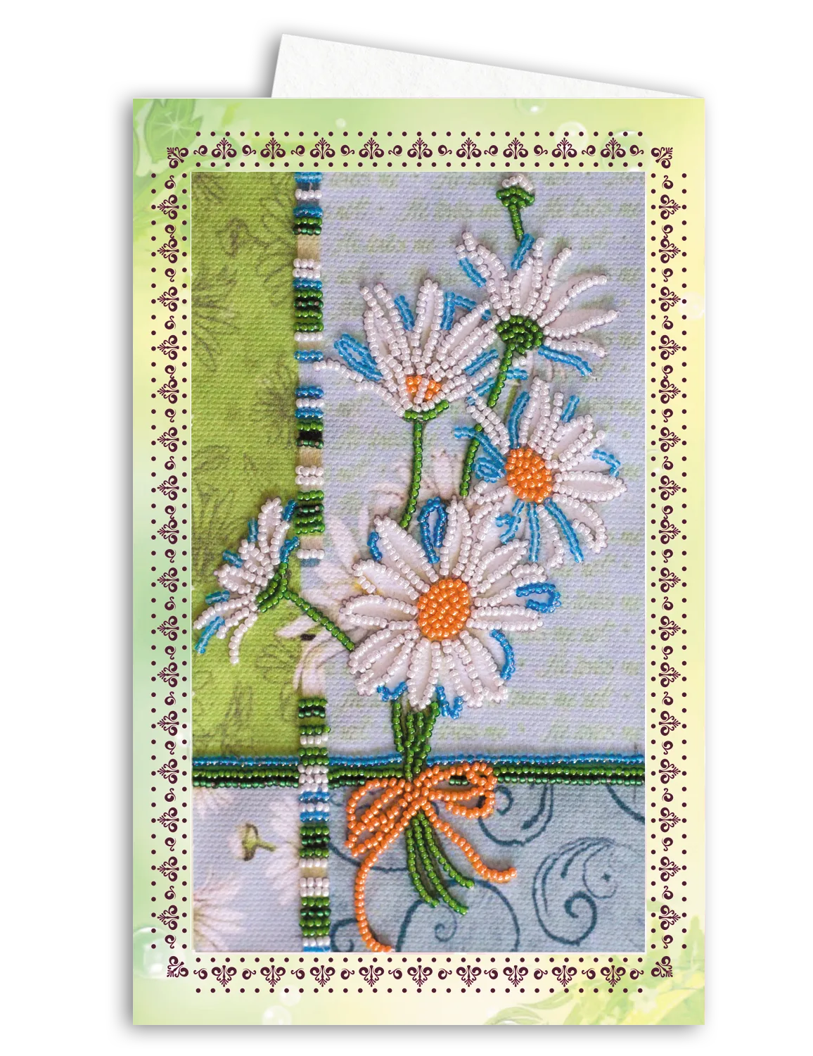 Postcards Bead Embroidery Kit Postcard-envelope for microbead embroidery Chamomile