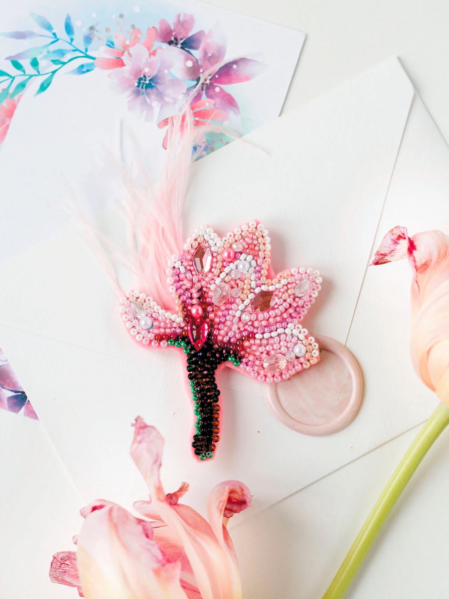 Brooch Embroidery Kit Decoration Delicate magnolia