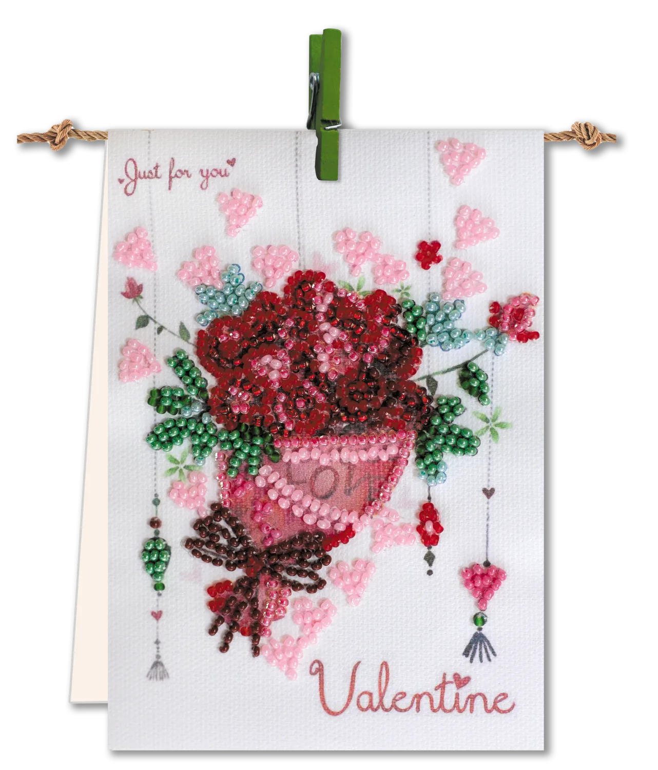 Pennant Bead Embroidery Kit Pennant-kit Bead Embroidery Bouquet with love