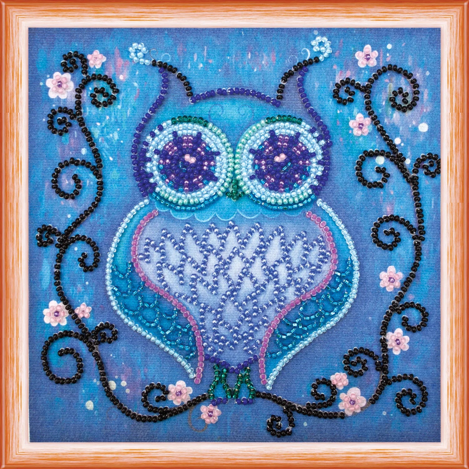 Bead Embroidery Kit Mini Bead embroidery kit Blue owl
