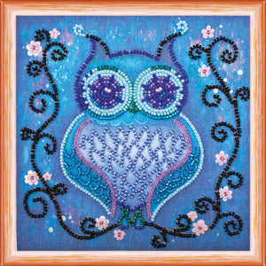 Bead Embroidery Kit Mini Bead embroidery kit Blue owl