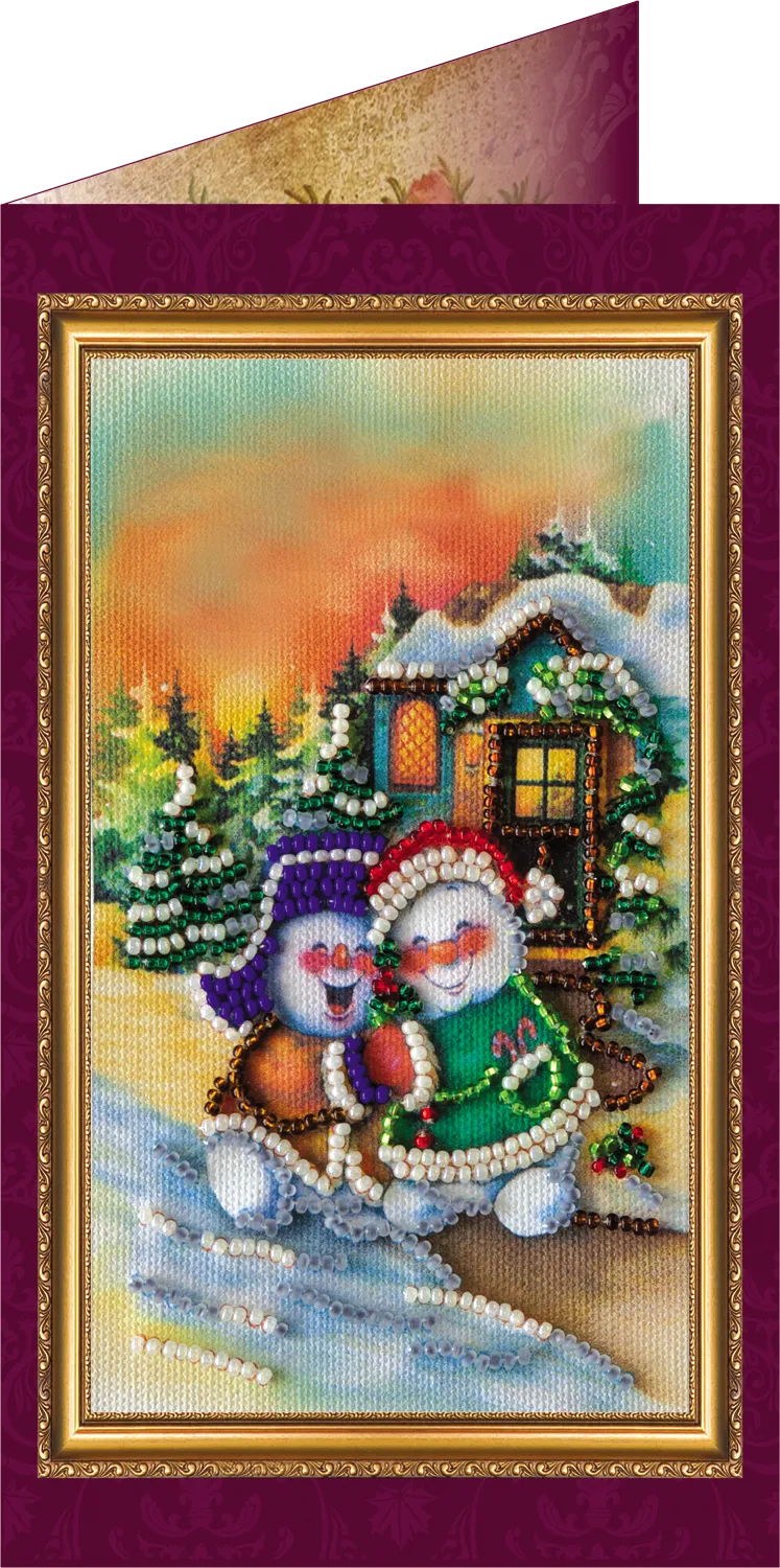 Postcards Bead Embroidery Kit Postcard Bead embroidery kit Funny Christmas – 1
