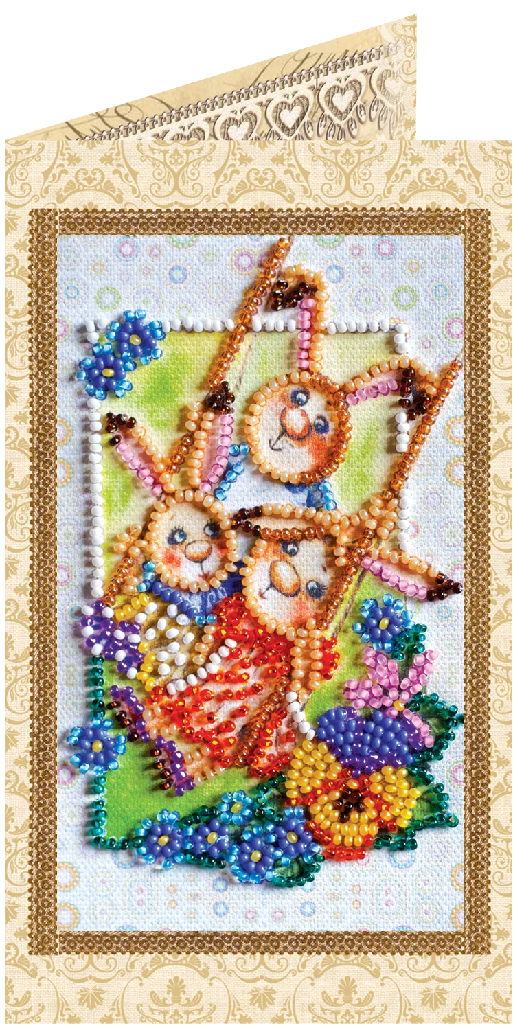 Postcards Bead Embroidery Kit Postcard bead embroidery kits Happy family