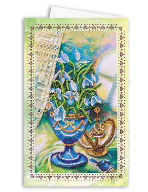 Postcards Bead Embroidery Kit Postcard-envelope for microbead embroidery Snowdrops