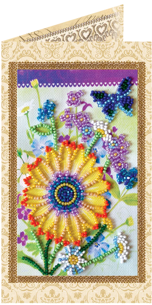 Postcards Bead Embroidery Kit Postcard bead embroidery kits Festive bunch of flowers