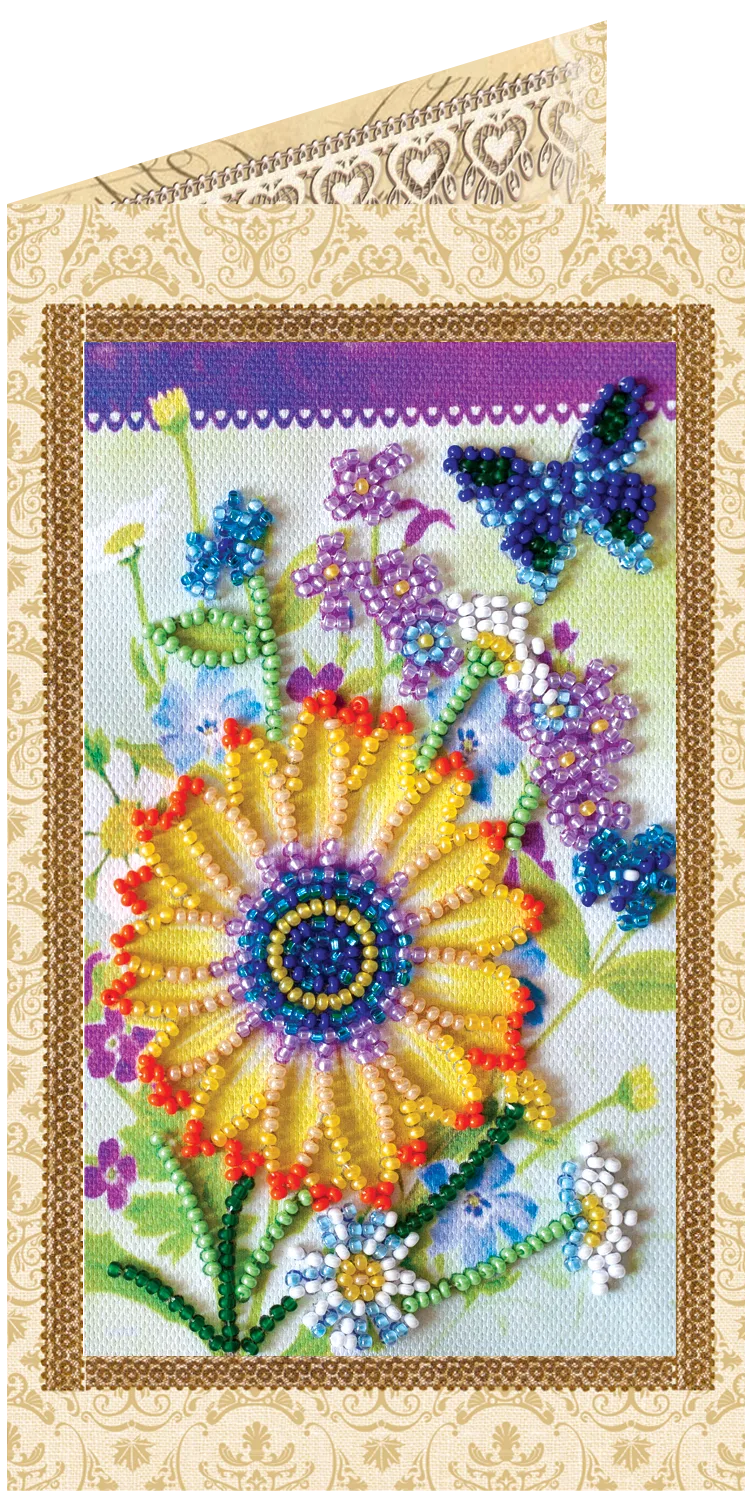 Postcards Bead Embroidery Kit Postcard bead embroidery kits Festive bunch of flowers