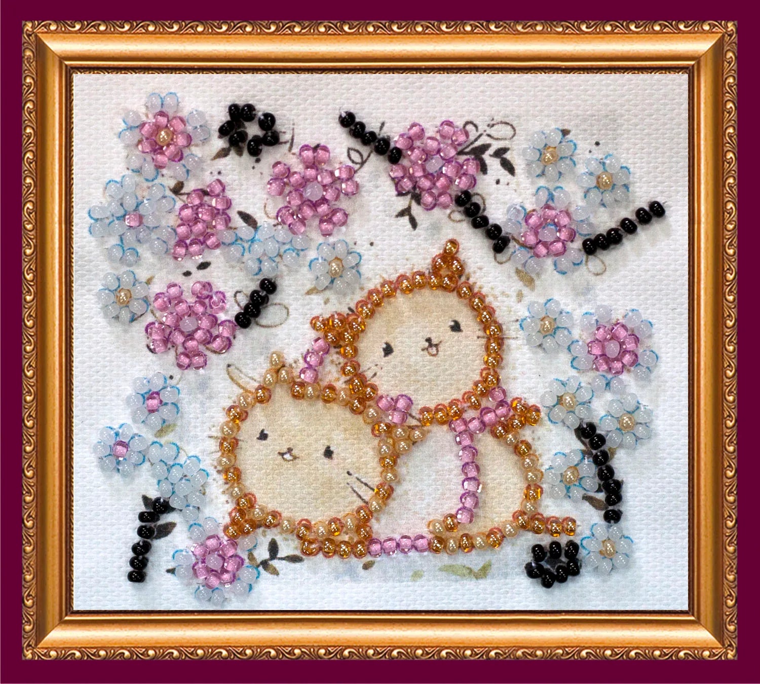 Magnets Bead Embroidery Kit Magnets Bead embroidery kit Kittens in flowers