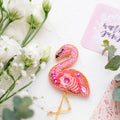 Brooch Embroidery Kit Decoration Flamingo