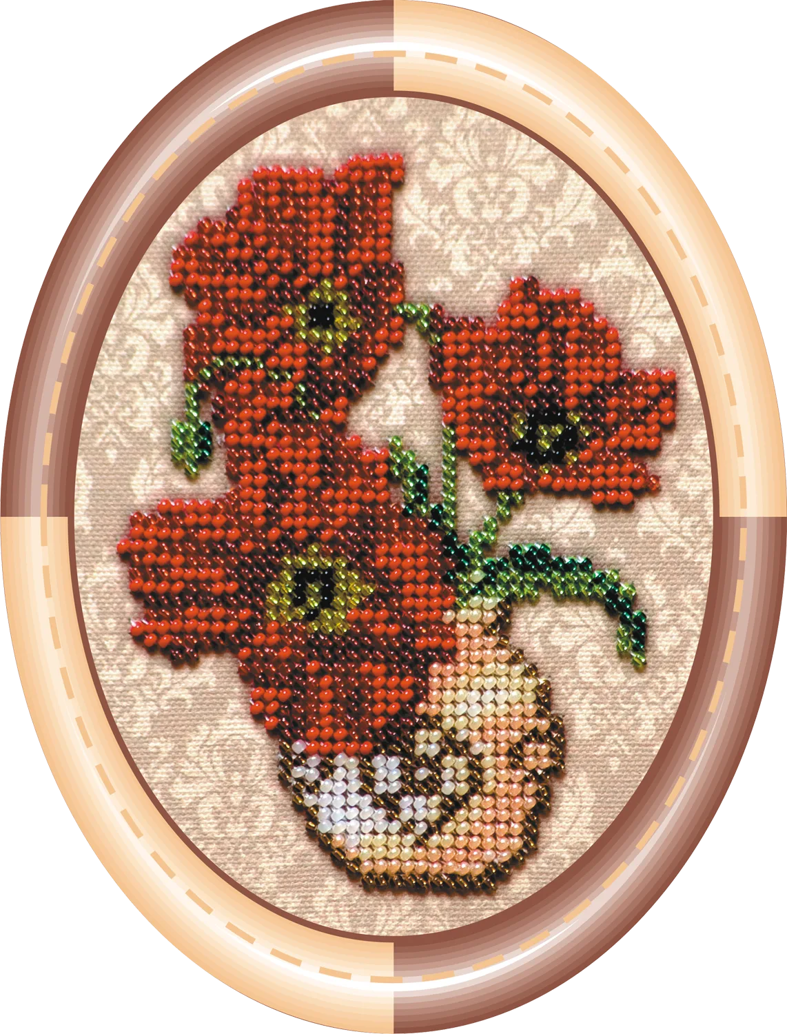 Bead Embroidery Kit Mini Bead embroidery kit Vase with poppies