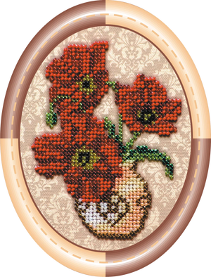 Bead Embroidery Kit Mini Bead embroidery kit Vase with poppies