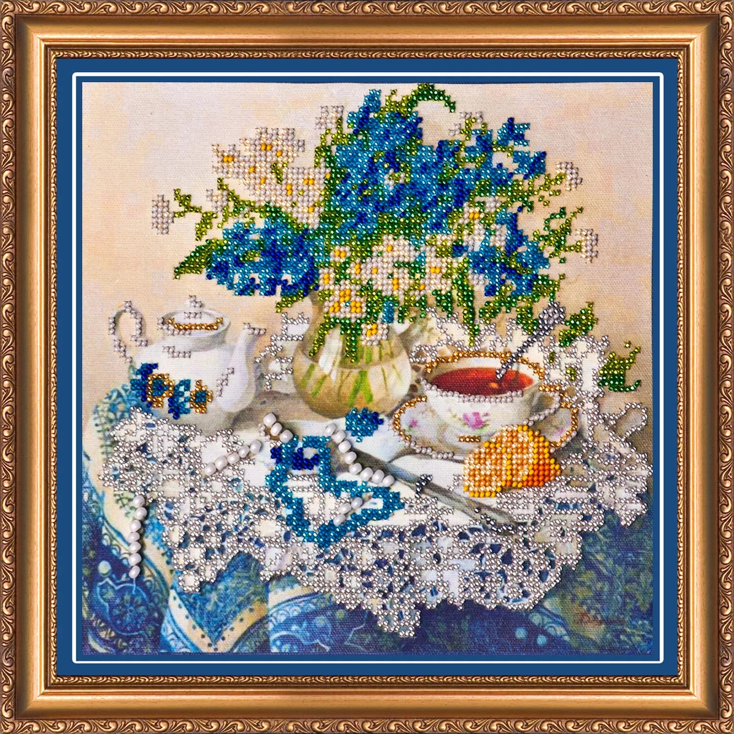 Bead Embroidery Kit Main Bead Embroidery Kit Forget-me-nots