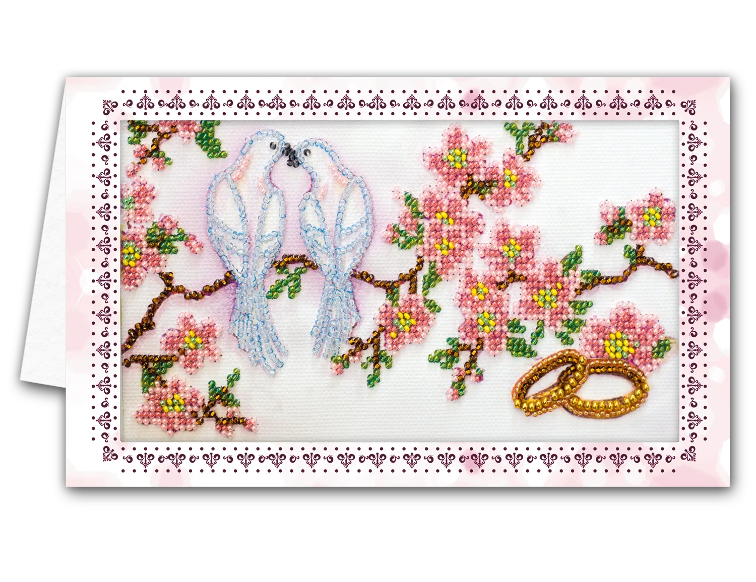 Postcards Bead Embroidery Kit Postcard-envelope for microbead embroidery Wedding birds