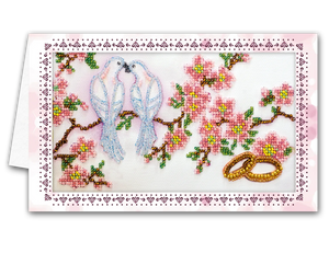 Postcards Bead Embroidery Kit Postcard-envelope for microbead embroidery Wedding birds