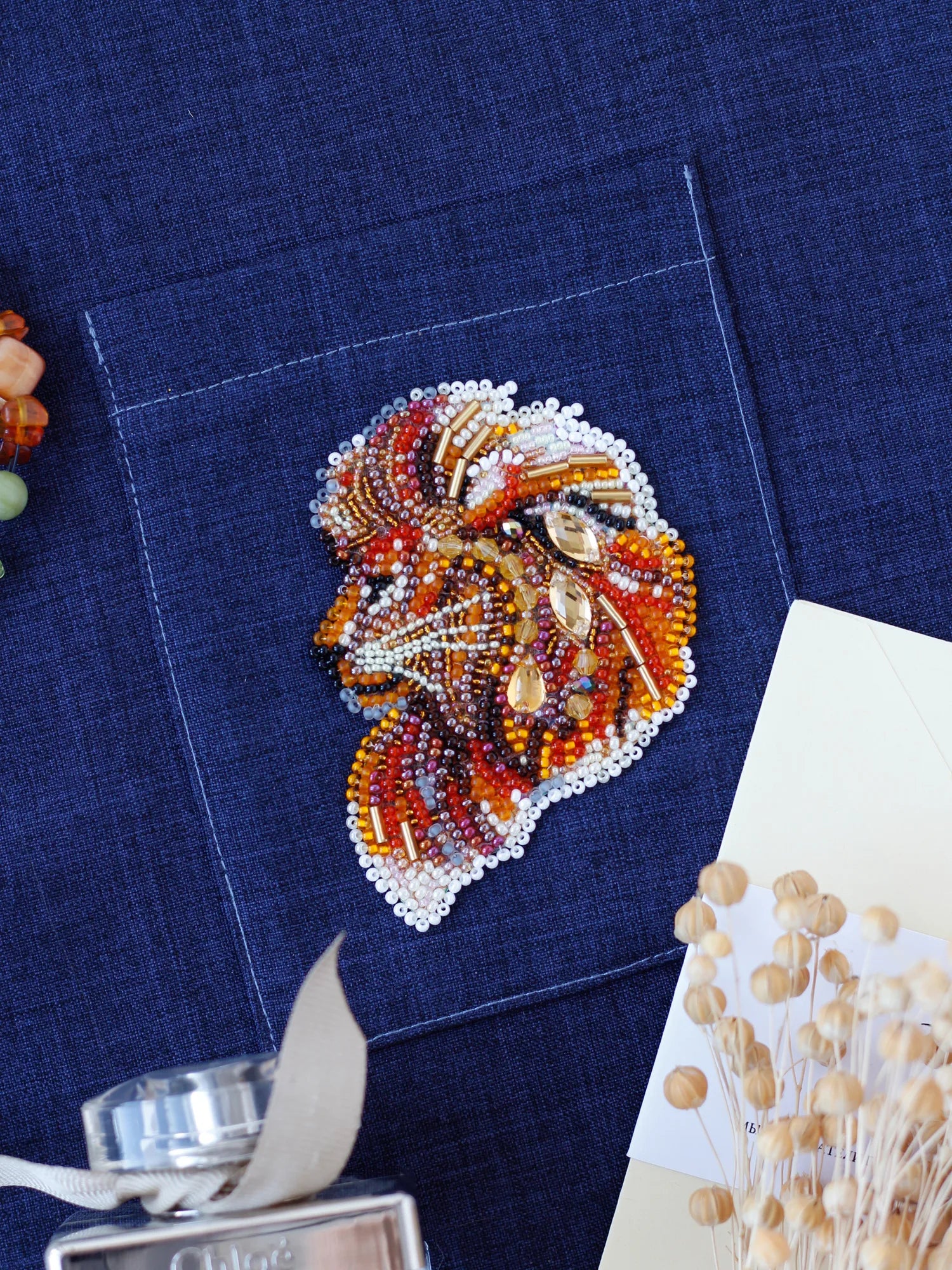 Bead Embroidery Kit On Clothes Decoration Firemane lion-А