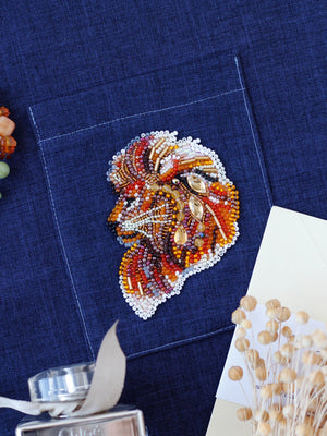 Bead Embroidery Kit On Clothes Decoration Firemane lion-А