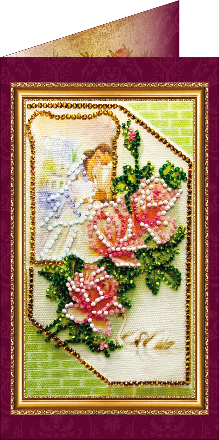 Postcards Bead Embroidery Kit Postcard Bead embroidery kit Happy Wedding – 1