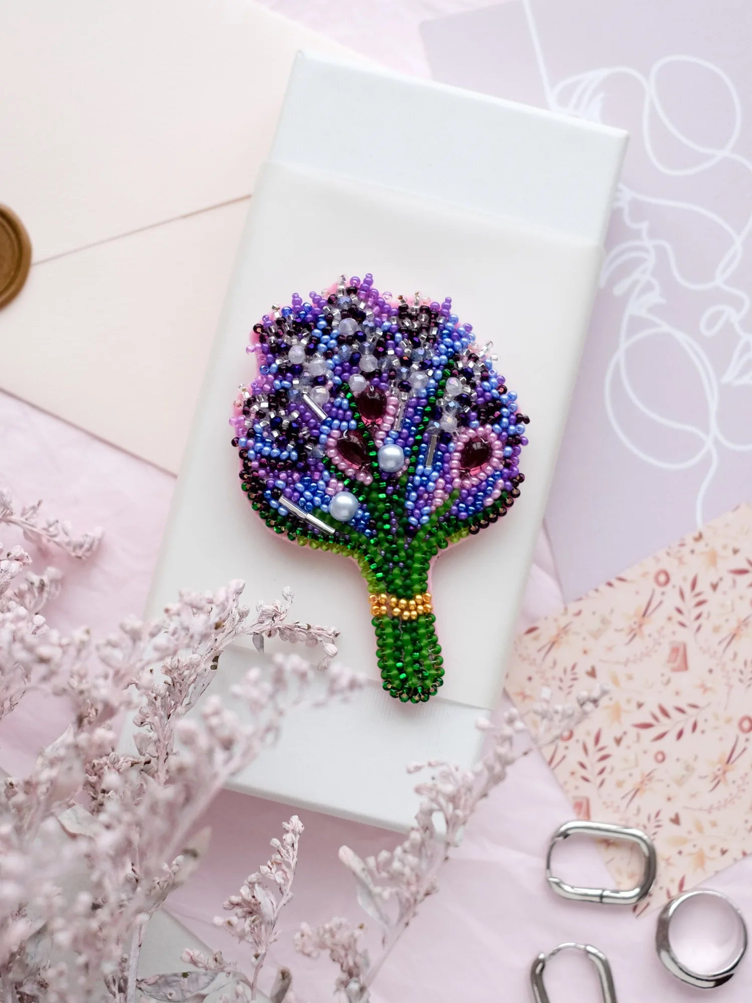 Brooch Embroidery Kit Decoration Lavender