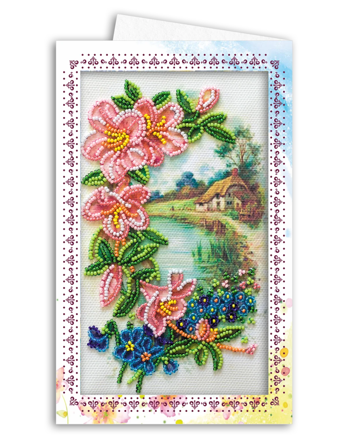 Postcards Bead Embroidery Kit Postcard-envelope for microbead embroidery Provence