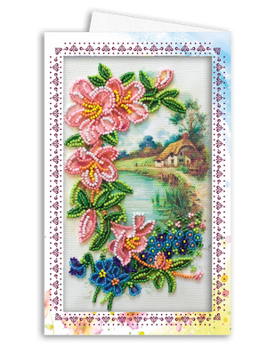 Postcards Bead Embroidery Kit Postcard-envelope for microbead embroidery Provence