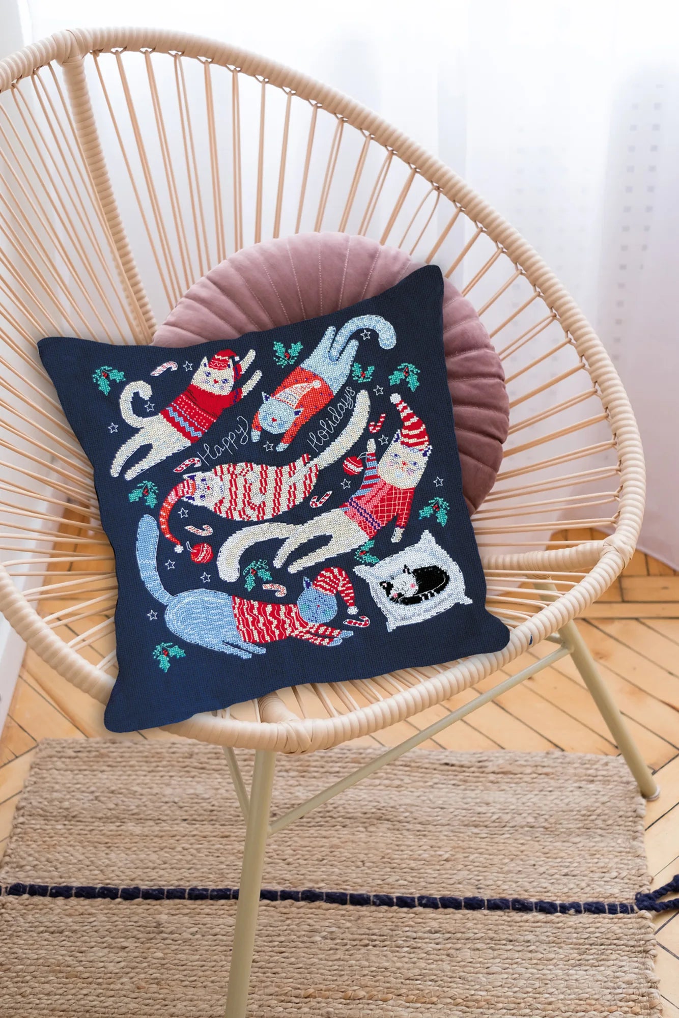 Cross Stitch Kit For Cushion Cross-stitch kits Playful cats