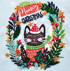 Bead Embroidery Kit Mini Bead embroidery kit Meow Christmas